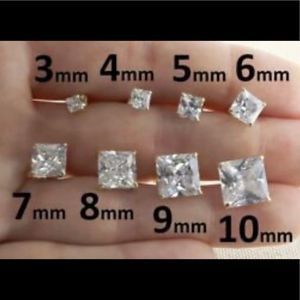 Princess cut simulated diamonds Sterling Silver stud earrings!